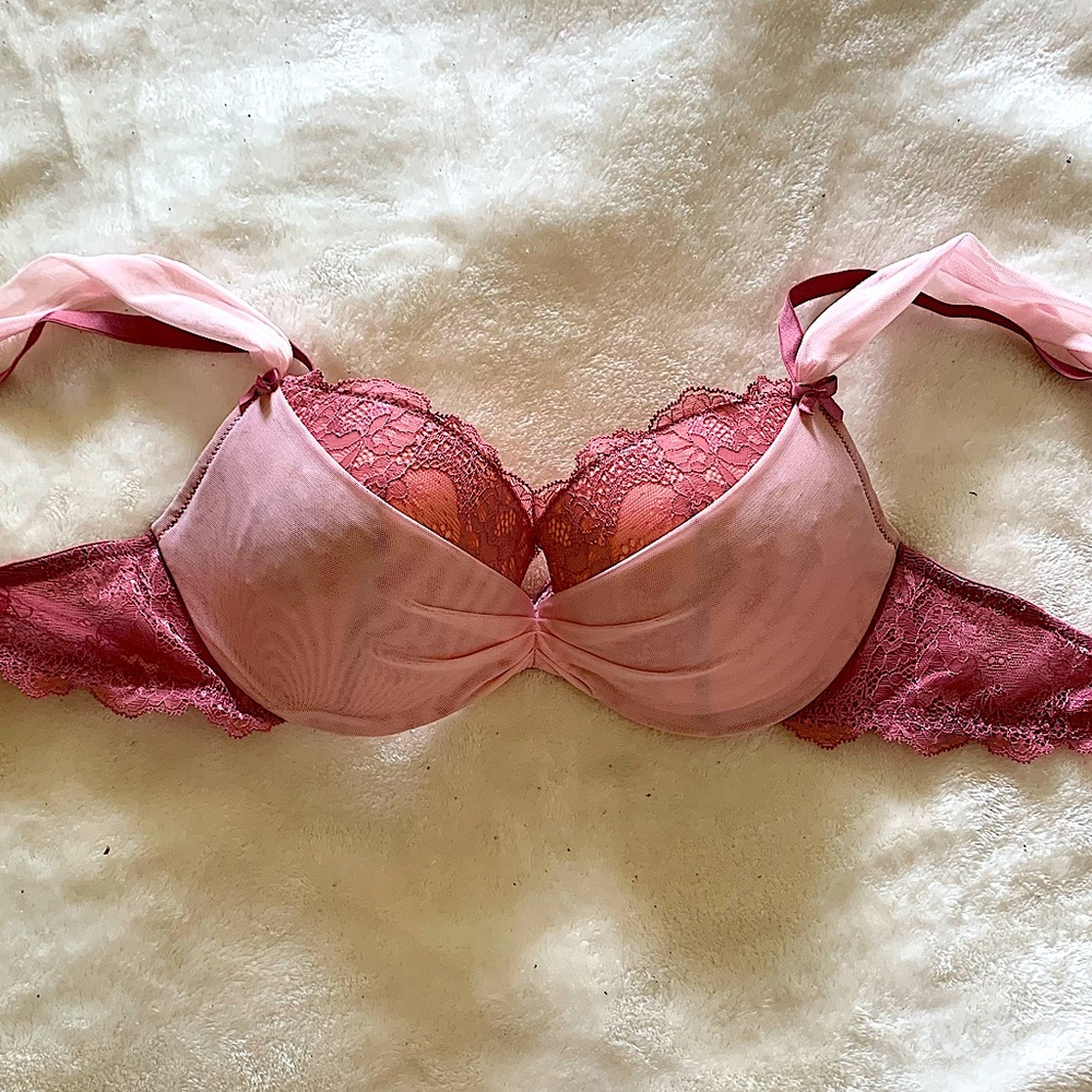Adore Me 34D Pink Lace Princess Push-Up Bra